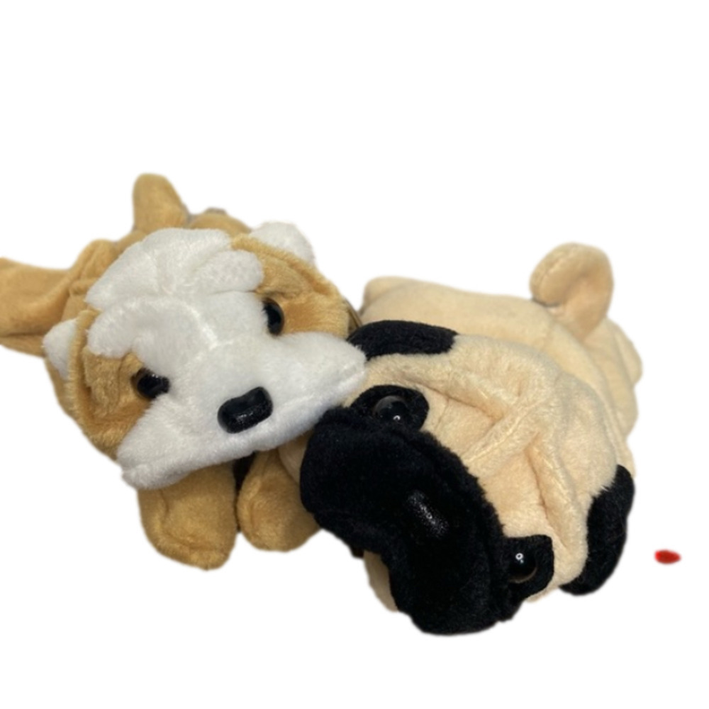 Ty Beanie Babies Pugsly & Wrinkles Beanie Baby Pug Dogs Puppy Puppies - Picture 1 of 8